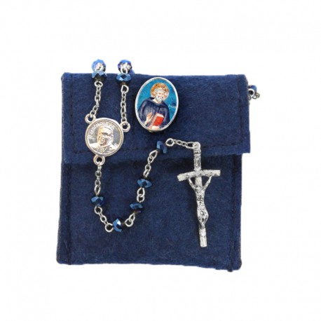 Pochette in feltro con pin "SAN BENEDETTO" e Rosario cristallo sfaccettato