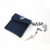 Pochette in felt with pin "SAINT THERESA OF CALCUTTA" and crystal glass rosary