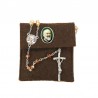 Pochette in feltro con pin "SAN PIO" e Rosario cristallo sfaccettato