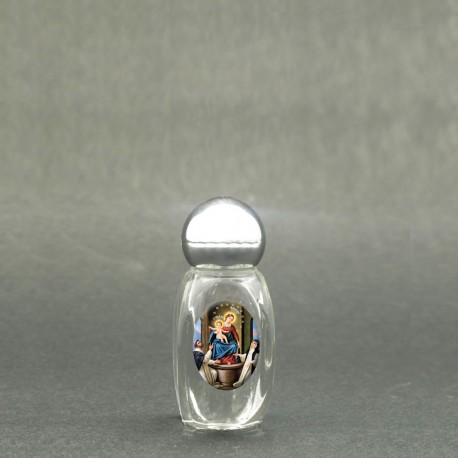 Our Lady of the Rosary - Holy water bottle with sacred picture