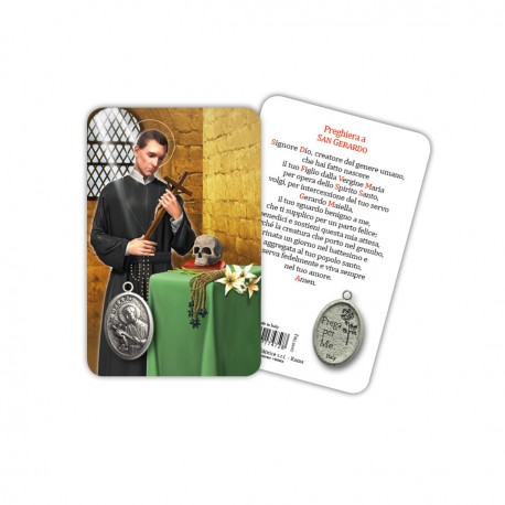 Saint Gerard - Laminated prayer card with medal