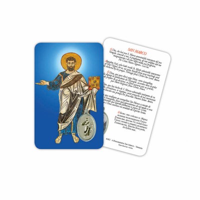 San Marco - Immagine religiosa plastificata (card) con medaglietta