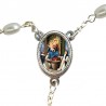 Large Rosary case "Our Lady of the Rosary" with imitation pearl Rosary, oval grains