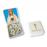 Large Rosary case "Our Lady of Fatima" with imitation pearl Rosary, oval grains