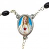 Large Rosary case "Our Lady of Fatima" with imitation pearl Rosary, oval grains