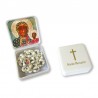 Large Rosary case "Our Lady of Czestochowa" with imitation pearl Rosary, oval grains