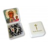 Large Rosary case "Our Lady of Czestochowa" with imitation pearl Rosary, oval grains