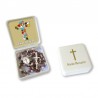 Large Rosary case "First Communion" with imitation pearl Rosary, oval grains