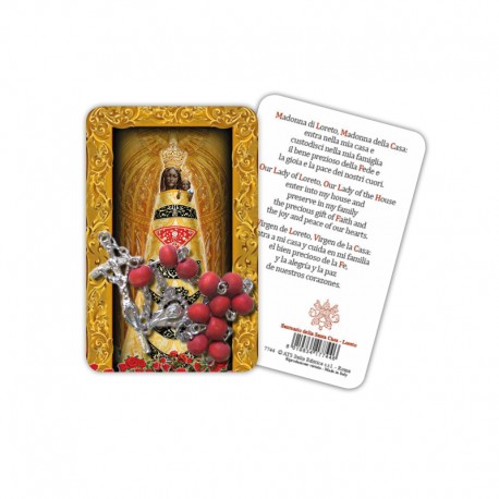 Our Lady of Loreto (niche) - plasticized religious card with decade rosary