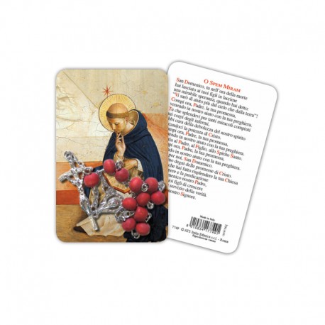 San Domenico - Immagine religiosa plastificata (card) con decina rosario