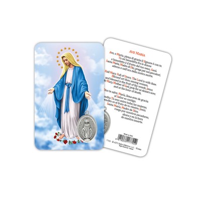 Madonna miracolosa - Immagine religiosa plastificata (card) con medaglietta