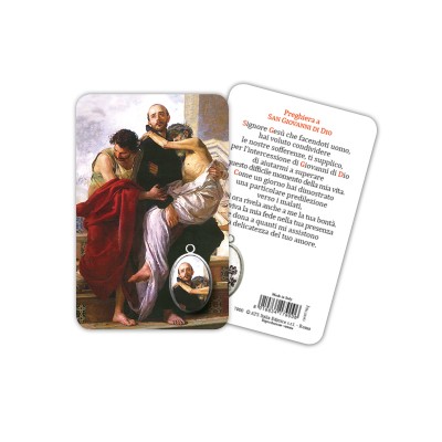 San Giovanni di Dio - Immagine religiosa plastificata (card) con medaglietta