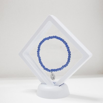 Glass Bracelet with medal in clear box
