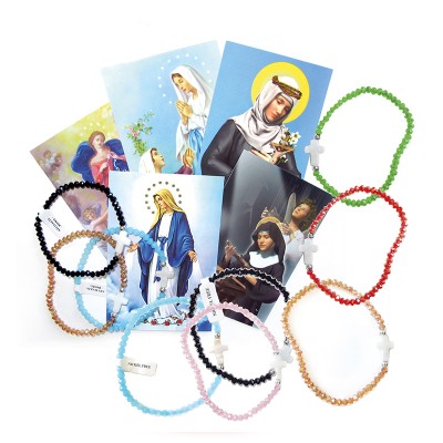 Glass Bracelet with medal and Holy picture