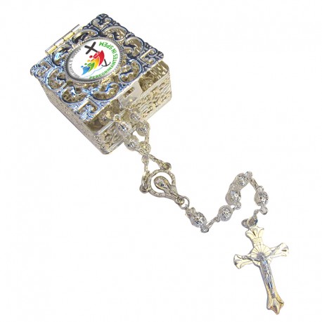 Square Rosary case "Jubilee logo" with silver filigree Rosary