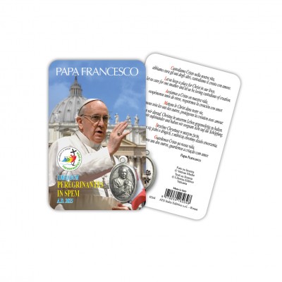 Pope Francis - Laminated prayer card with medal