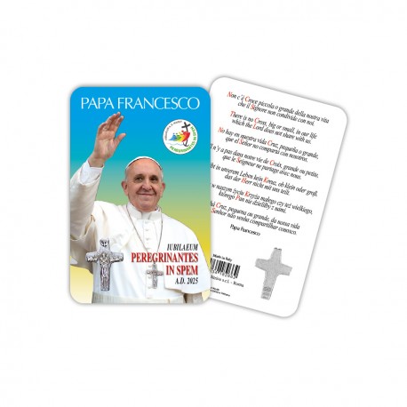 PAPA FRANCESCO - Immagine religiosa plastificata (card) con medaglietta