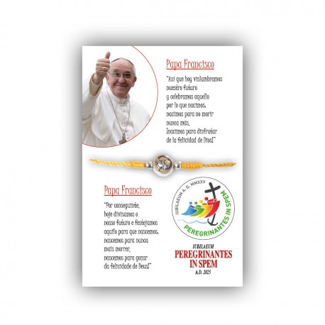 8293 Braccialetto in cotone con immagine sacra Papa Francesco Giubileo